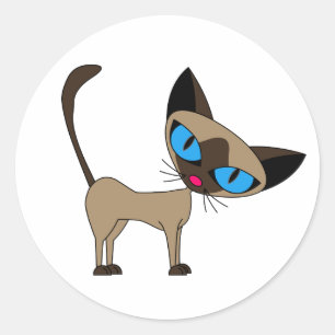 かわいいシャム猫のステッカー ラウンドシール
