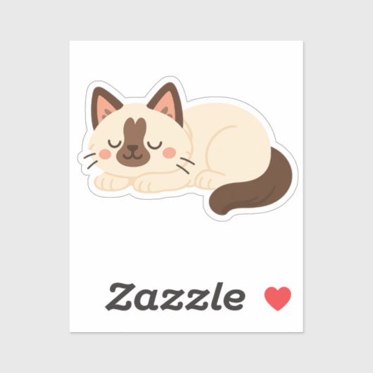 かわいいシャム猫の寝顔 シール (シート)