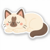 かわいいシャム猫の寝顔 シール (正面)