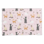 かわいいシャム猫の手をプリントする名前キッズ 枕カバー (正面右)