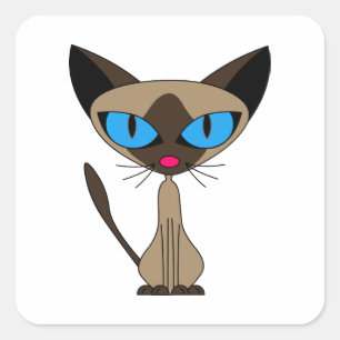 かわいいシャム猫の正方形 スクエアシール