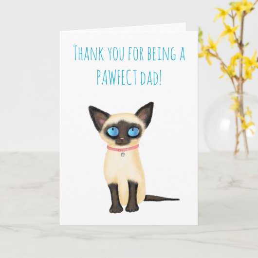 かわいいシャム猫の父の日のカード カード (黄色い花)