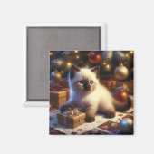かわいいシャム猫クリスマス マグネット (正面/裏面)