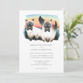 かわいいシャム猫ゲイ結婚カップルパーソナライズされた 招待状 (スタンド正面)
