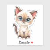 かわいいシャム猫ステッカー – 青い目のキュートな子猫 シール (シート)