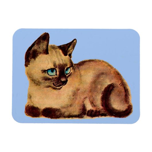 かわいいシャム猫ネコ マグネット (横)