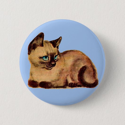 かわいいシャム猫ネコ 缶バッジ (正面)