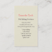 かわいいシャム猫ペット着席のサービス業カード 名刺 (裏面)