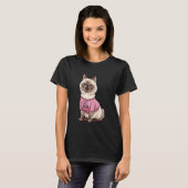 かわいいシャム猫ママの肉球好き Tシャツ (正面フル)