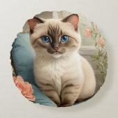 かわいいシャム猫 ラウンドクッション (正面)