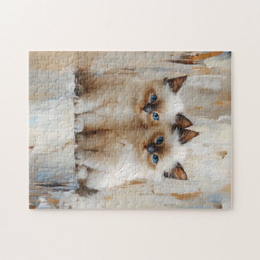 かわいいシャム絵を描猫たち ジグソーパズル (横)