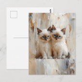 かわいいシャム絵を描猫たち ポストカード (正面/裏面)