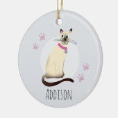 かわいいシャメッセンキャットポープリントハッピーホリデー セラミックオーナメント (左)
