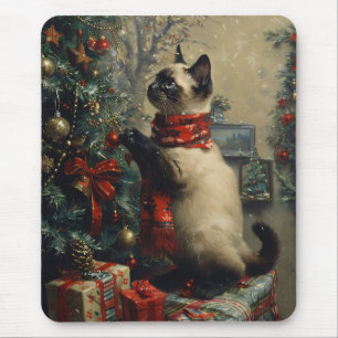かわいいシャメネコのクリスマスヴィンテージ マウスパッド