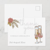 かわいいシャンパン タイムライン ウェディング サンクス ポストカード (正面/裏面)