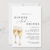 かわいいシャンパン |モダンエレガント誕生日 招待状 (正面)