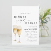 かわいいシャンパン |モダンエレガント誕生日 招待状 (スタンド正面)