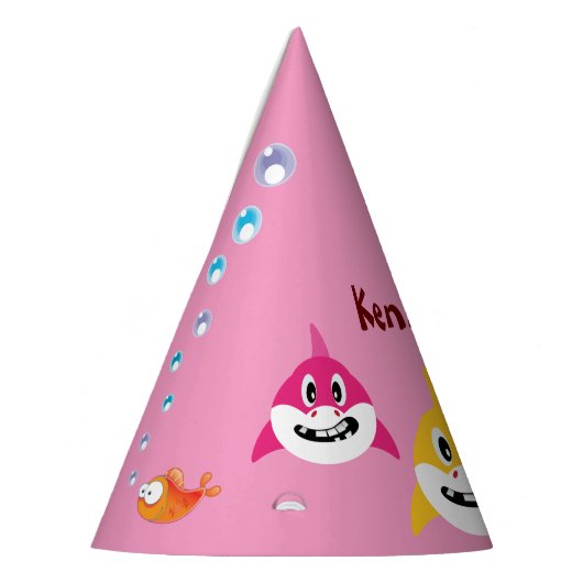 かわいいシャーク🦈おもしろいファブキッズキッズすごい海誕生日 パーティーハット (左)