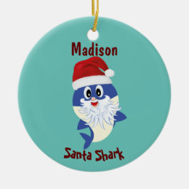 かわいいシャーク🦈すごい海クリスマスサンタ セラミックオーナメント