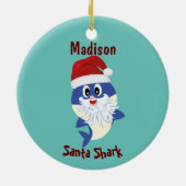 かわいいシャーク🦈すごい海クリスマスサンタ セラミックオーナメント (裏面)
