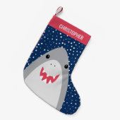 かわいいシャーククリスマスストッキング スモールクリスマスストッキング (正面 (吊り時))