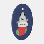 かわいいシャーククリスマスセラミックオーナメント セラミックオーナメント (右)