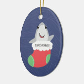 かわいいシャーククリスマスセラミックオーナメント セラミックオーナメント (左)