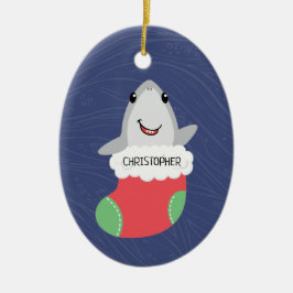 かわいいシャーククリスマスセラミックオーナメント セラミックオーナメント