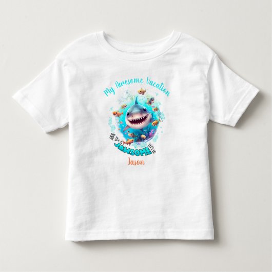 かわいいシャークサマーバケーションボーイパーソナライズされた トドラーTシャツ (正面)