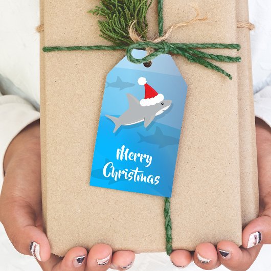 かわいいシャークサンタハットアニマルクリスマス ギフトタグ