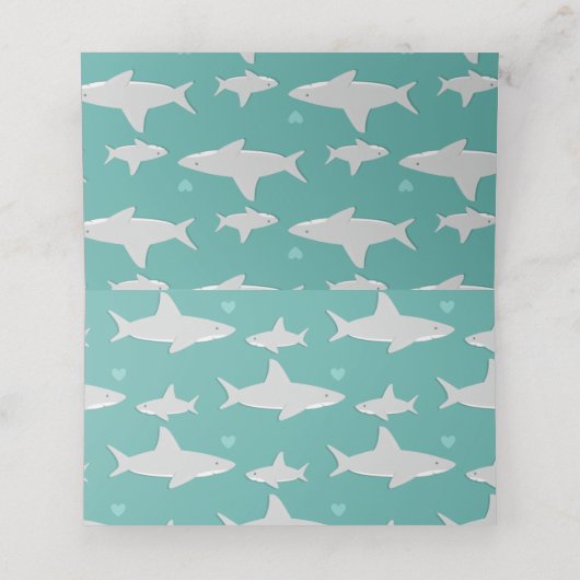 かわいいシャークハートグリーンベビーシャワー座席表 プレイスカード (内部開封)