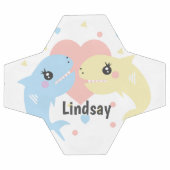 かわいいシャークパステルモノグラムネームサッカーボール サッカーボール (フラット)