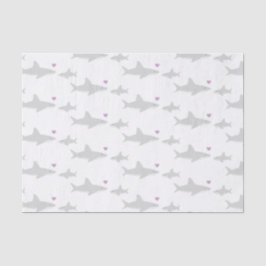 かわいいシャークパープルハート |ベビーシャワーティッシュペーパー 薄葉紙