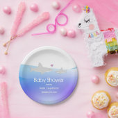 かわいいシャークパープル海 |ベビーシャワープレート ペーパープレート (パーティー)