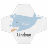 かわいいシャークブルーモノグラム名サッカーボール サッカーボール (フラット)