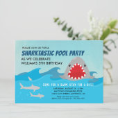 かわいいシャークプールパーティー |男の子の誕生日パーティー 招待状 (スタンド正面)