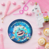 かわいいシャークボーイ誕生日パーティー ペーパープレート (パーティー)
