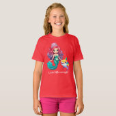 かわいいシャーク人魚プリンセスレインボーカラフルキッズ Tシャツ (正面フル)