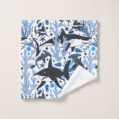 かわいいシャーク柄バスタオルセット バスタオルセット (ウォッシュタオル)