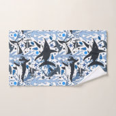 かわいいシャーク柄バスタオルセット バスタオルセット (ハンドタオル)