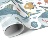 かわいいシャーク第1回2回目の3回目の誕生日パーティープレゼント ラッピングペーパー (ロールコーナー)