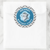 かわいいシャーク誕生日パーティーお気に入りシール ラウンドシール (バッグ)