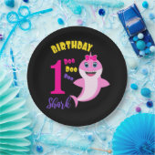 かわいいシャーク1歳の誕生日 ペーパープレート (パーティー)