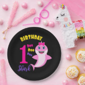 かわいいシャーク1歳の誕生日 ペーパープレート (パーティー)
