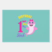 かわいいシャーク1歳の誕生日 ラッピングペーパーシート (正面)