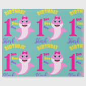 かわいいシャーク1歳の誕生日 ラッピングペーパー (フラット)