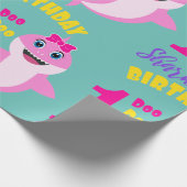 かわいいシャーク1歳の誕生日 ラッピングペーパー (角)