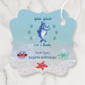 かわいいシャーク&フレンズ男の子プール誕生日パーティー フェイバータグ (裏面)