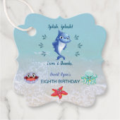 かわいいシャーク&フレンズ男の子プール誕生日パーティー フェイバータグ (正面)