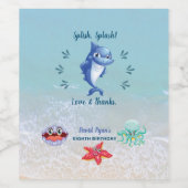 かわいいシャーク&フレンズ男の子プール誕生日パーティー ワインラベル (シングルラベル)